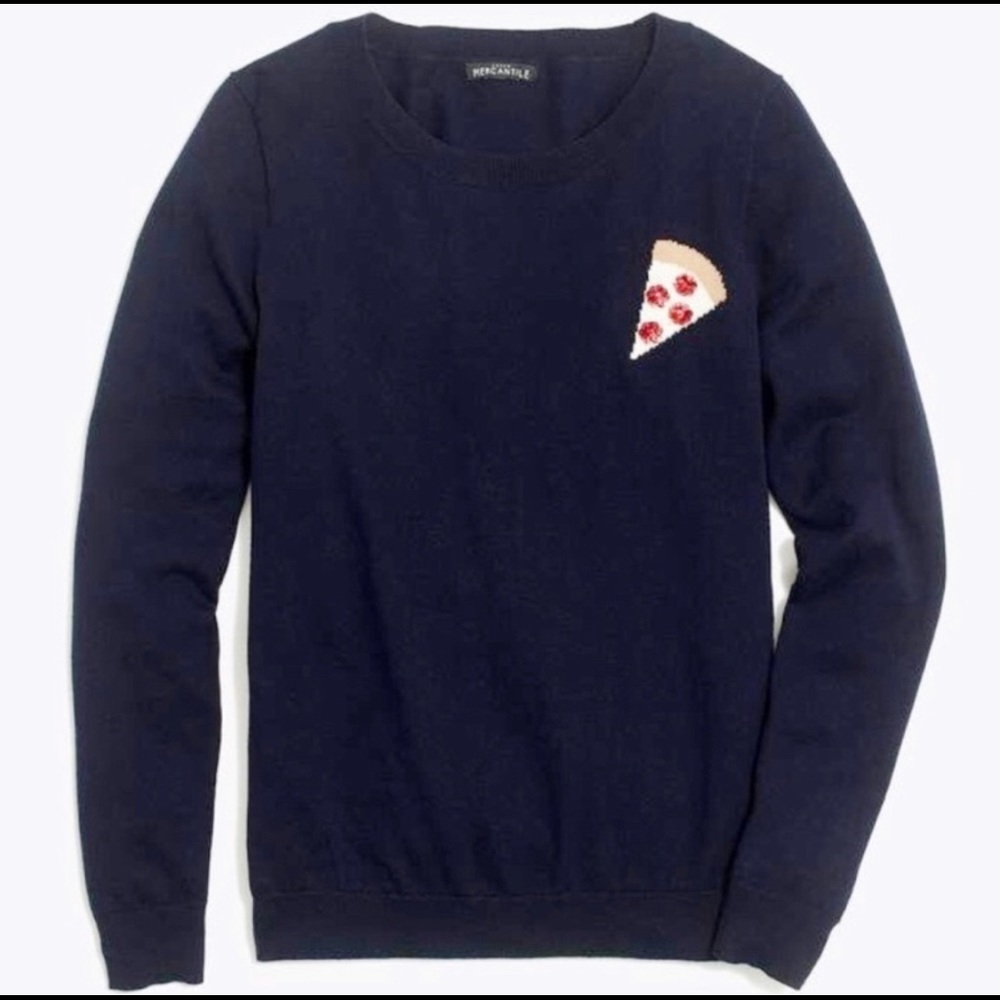 J crew crew neck sequin pizza sweater
